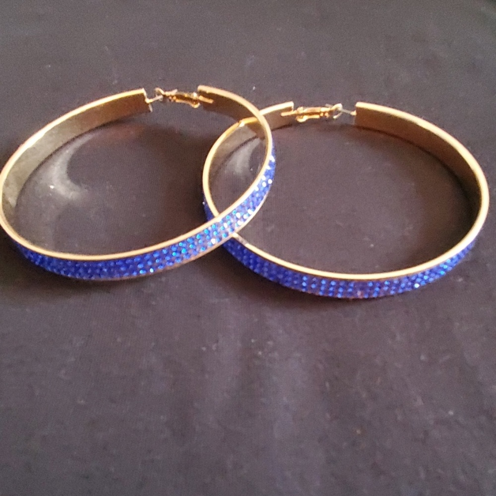 NWOT Cobalt Blue Hoop Earrings